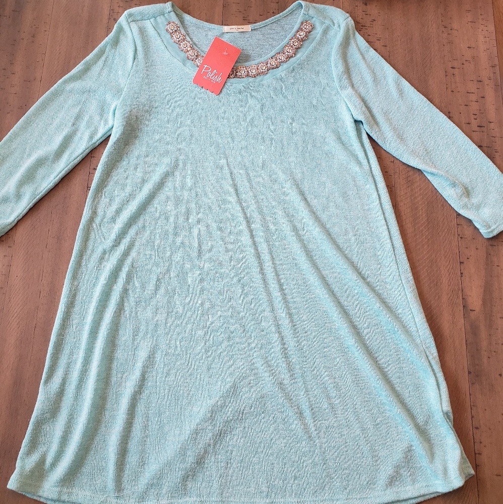 Teal embellished dress